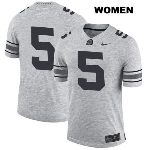 Women's NCAA Ohio State Buckeyes Baron Browning #5 College Stitched No Name Authentic Nike Gray Football Jersey XG20U54MV